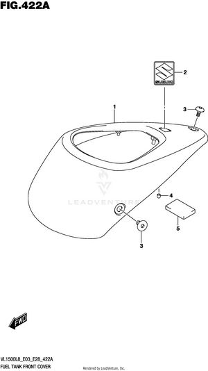 Fuel Tank Front Cover (vl1500bl8 E03) Schematic