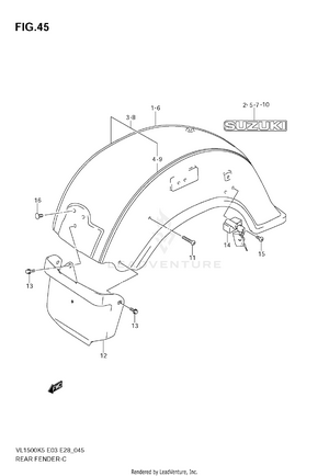 Rear Fender (model K5/k6) Schematic