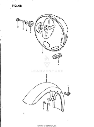 Headlamp Housing - Front Fender (model X) Schematic