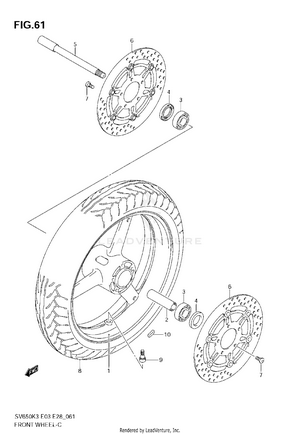 Front Wheel (sv650k3/sk3/k4/sk4/k5/sk5/k6/sk6/k7/sk7) Schematic