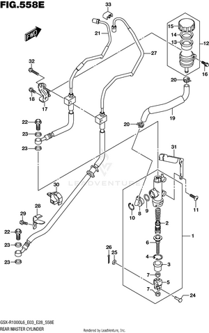 Rear Master Cylinder (gsx-r1000al6 E33) Schematic