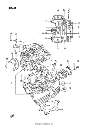 Cylinder Head (model D) Schematic