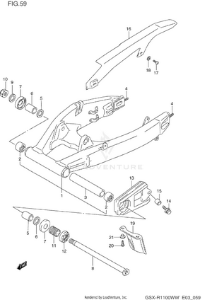 Rear Swinging Arm (model P/r) Schematic