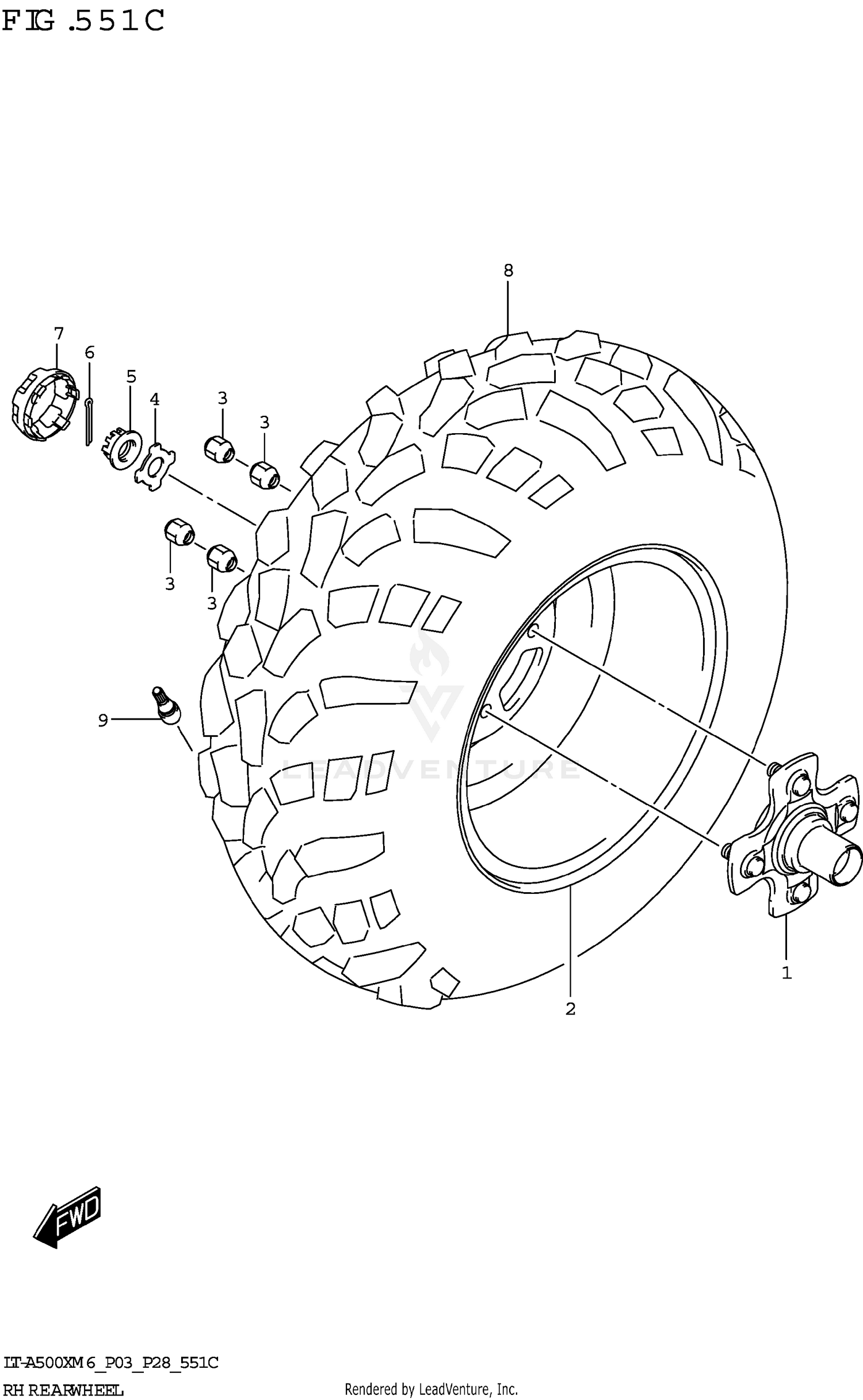 RH REAR WHEEL (LT-A500XPZ)