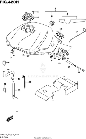 Fuel Tank (ysf,yvz,yww)  (sv650al7 E33) Schematic