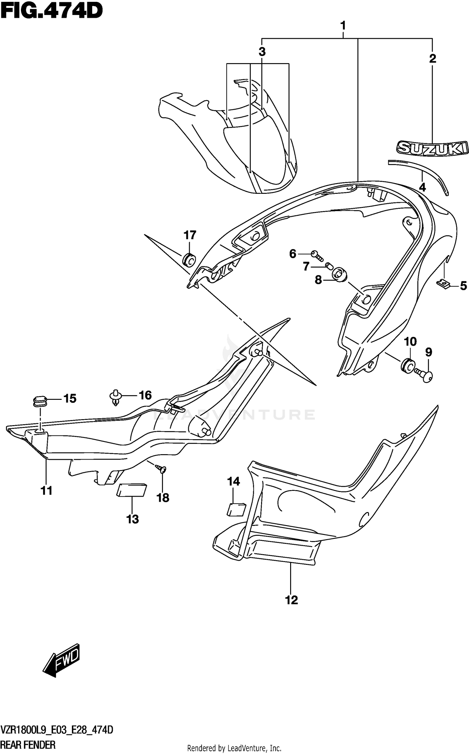 REAR FENDER (VZR1800BZL9 E28) (AJP)