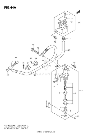 Rear Master Cylinder (gsf1250sk7/sk8/sk9) Schematic