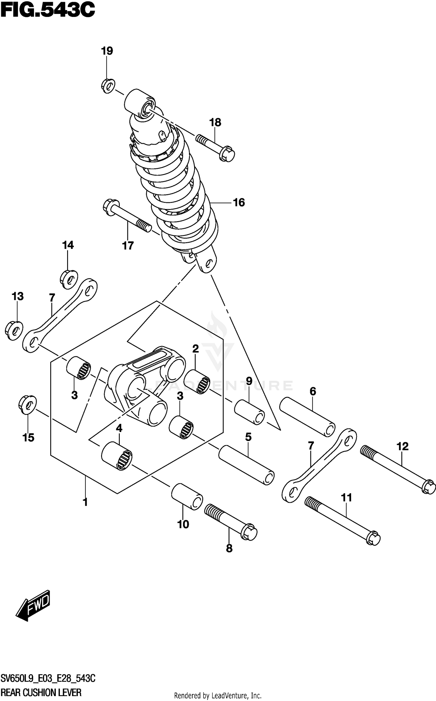 REAR CUSHION LEVER (SV650AL9 E28)