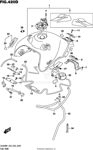 Fuel Tank ((dl650xa):(e33)) Schematic
