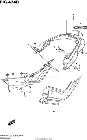 Rear Fender (for Pgz)  (vzr1800bzl6 E28) Schematic