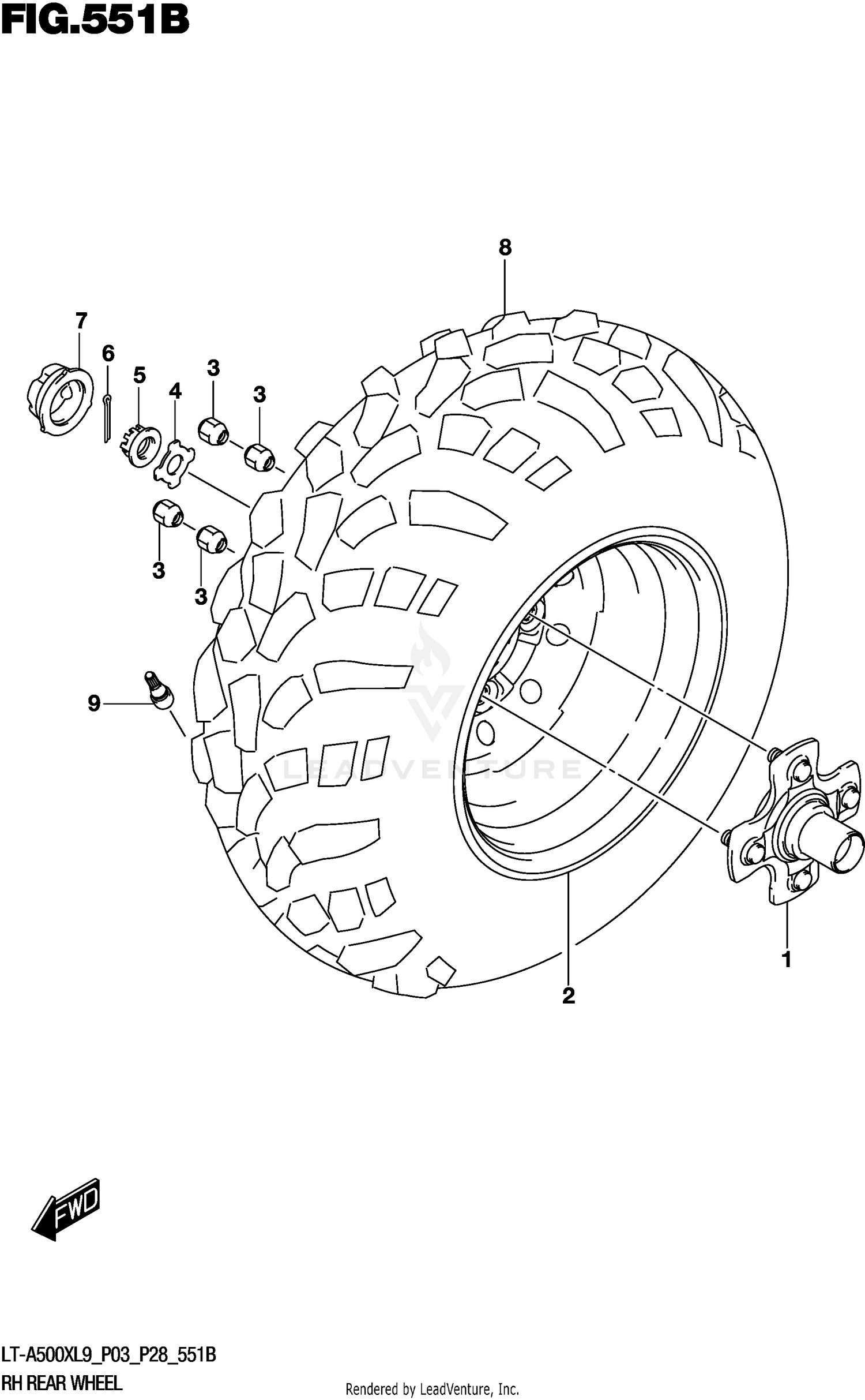 RH REAR WHEEL (LT-A500XL9 P28)