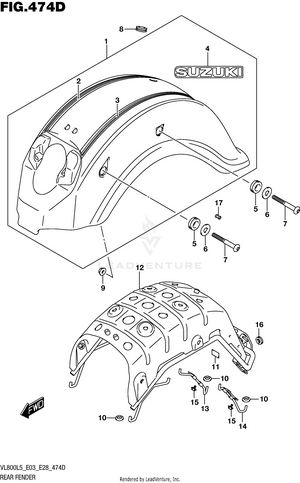 Rear Fender (vl800tl5 E28) Schematic