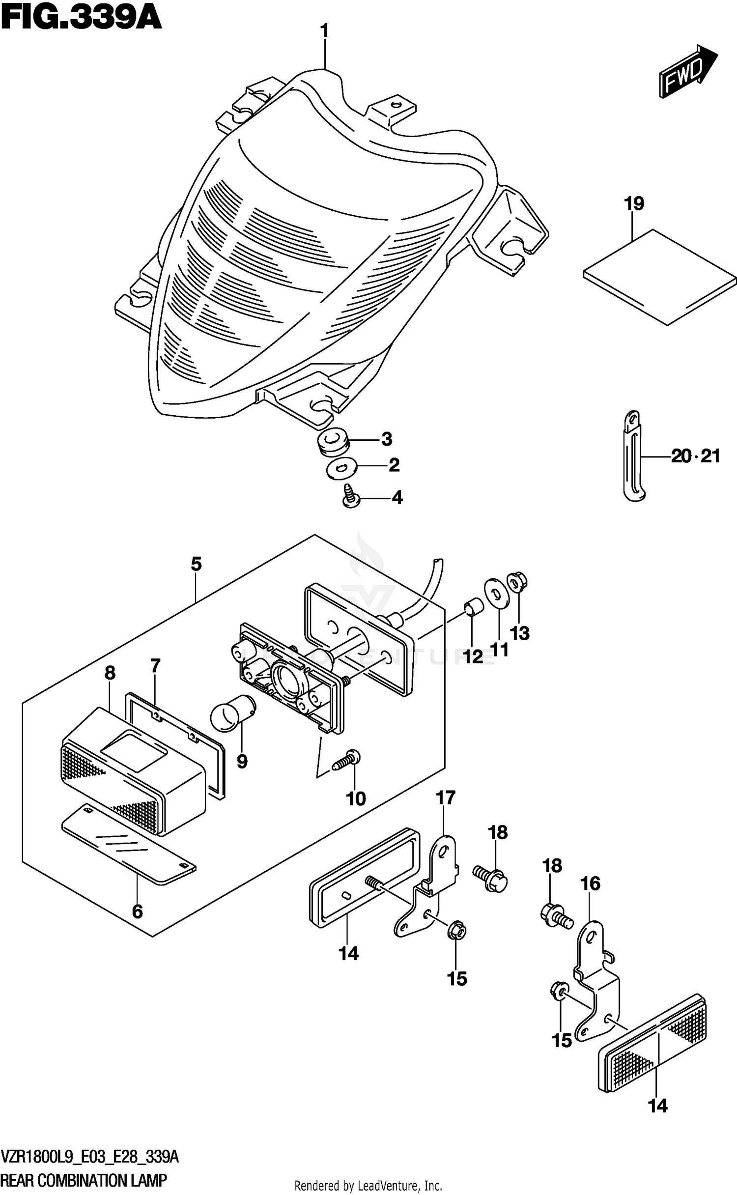 REAR COMBINATION LAMP (VZR1800L9 E28)