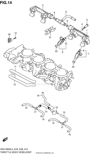 Throttle Body Hose/joint (gsx-r600l4 E03) Schematic