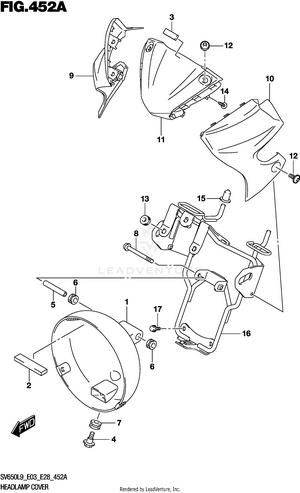 Headlamp Cover (sv650l9 E03) Schematic