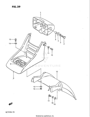 Headlamp Housing - Front Fender (model G) Schematic