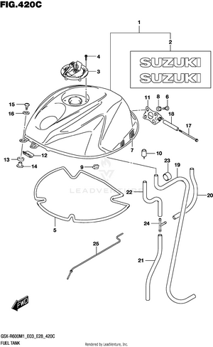 Fuel Tank (gsx-r600:(e03,e28)) Schematic