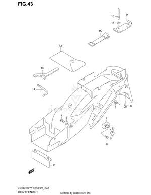 Rear Fender (model W/x/y/k1/k2) Schematic