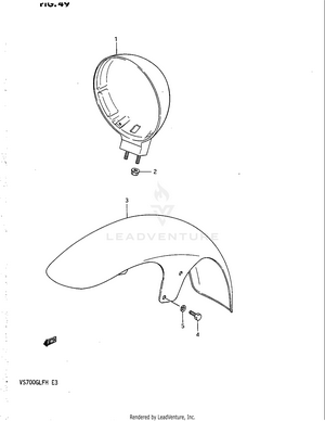 Headlamp Housing - Front Fender Schematic