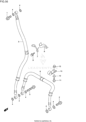 Front Brake Hose (model P/r) Schematic