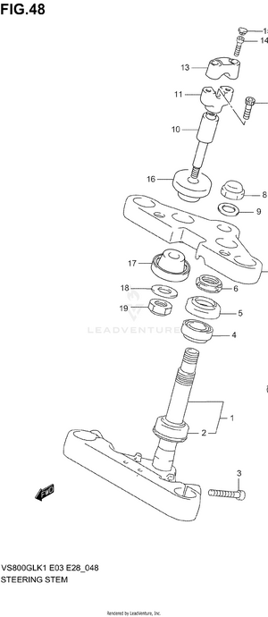 Steering Stem (model K1/k2/k3/k4) Schematic