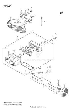 Rear Combination Lamp (gsx-r600l3 E33) Schematic