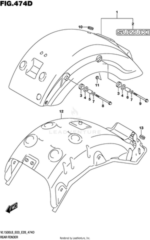 Rear Fender (vl1500btl8 E28) Schematic