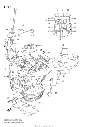 Rear Cylinder Head (model K6/k7/k8) Schematic