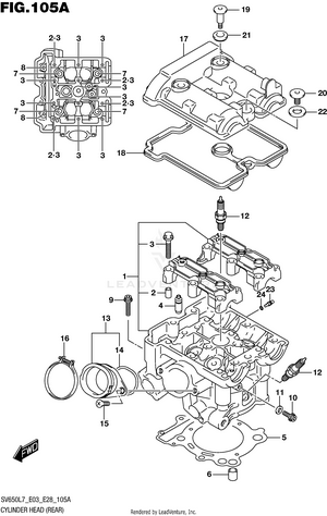 Cylinder Head (rear) Schematic