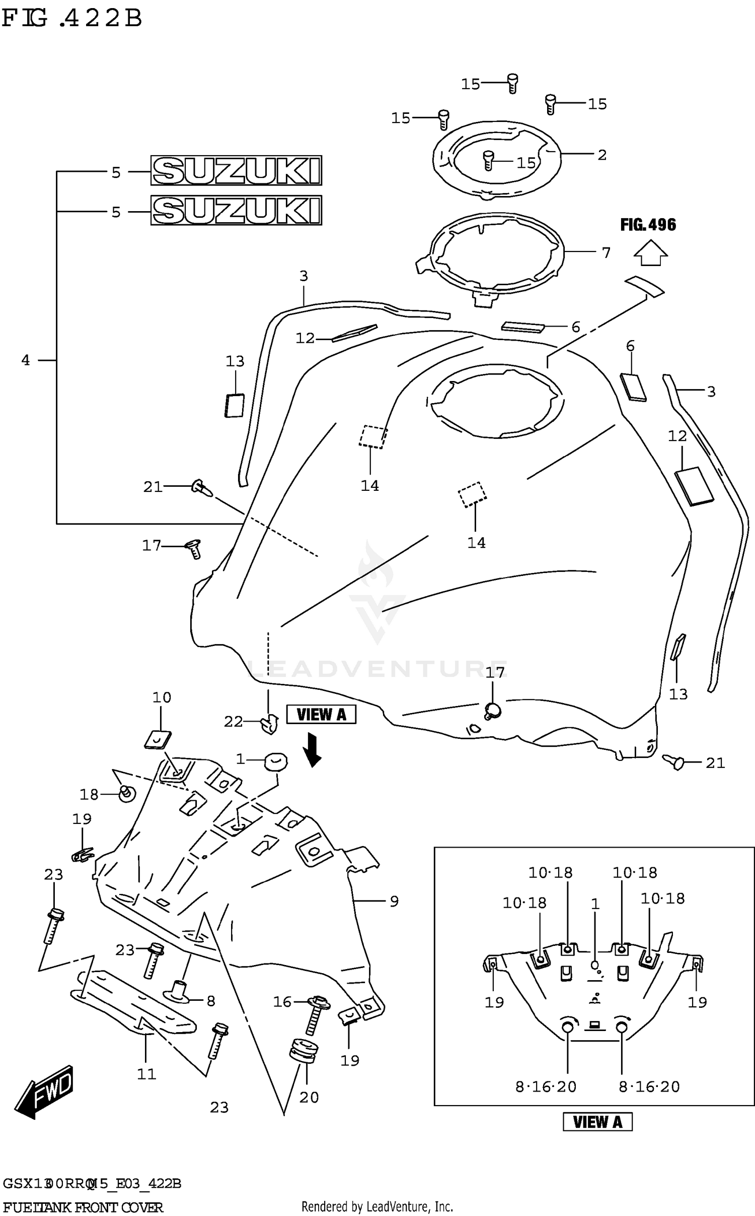 FUEL TANK FRONT COVER (GSX1300RRQ:(E03,E28))