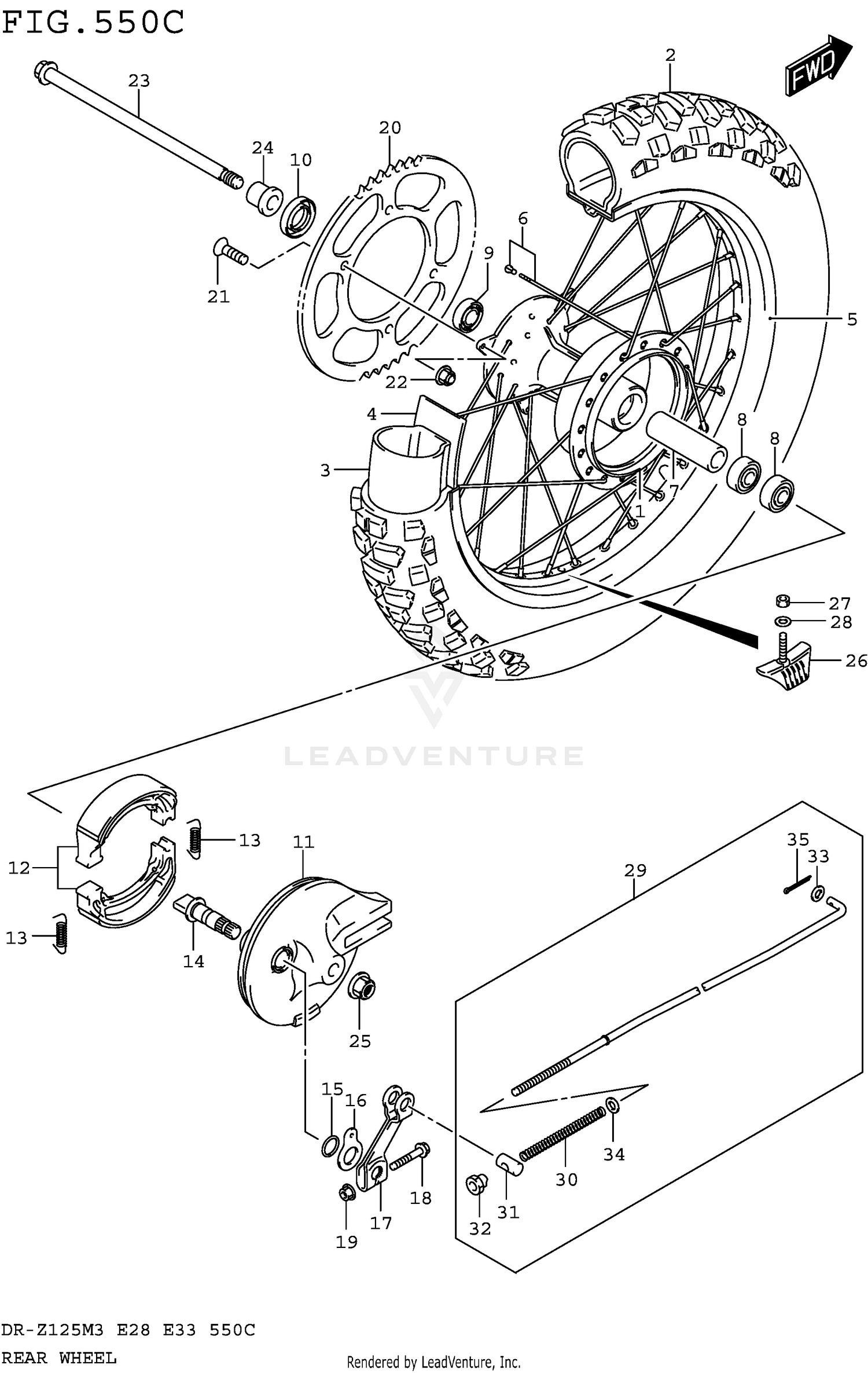 REAR WHEEL (DR-Z125LM3E33)