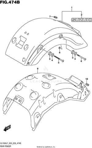 Rear Fender (vl1500bl7 E28) Schematic