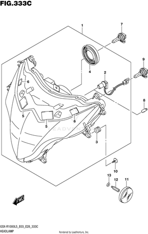Headlamp (gsx-r1000l5 E33) Schematic