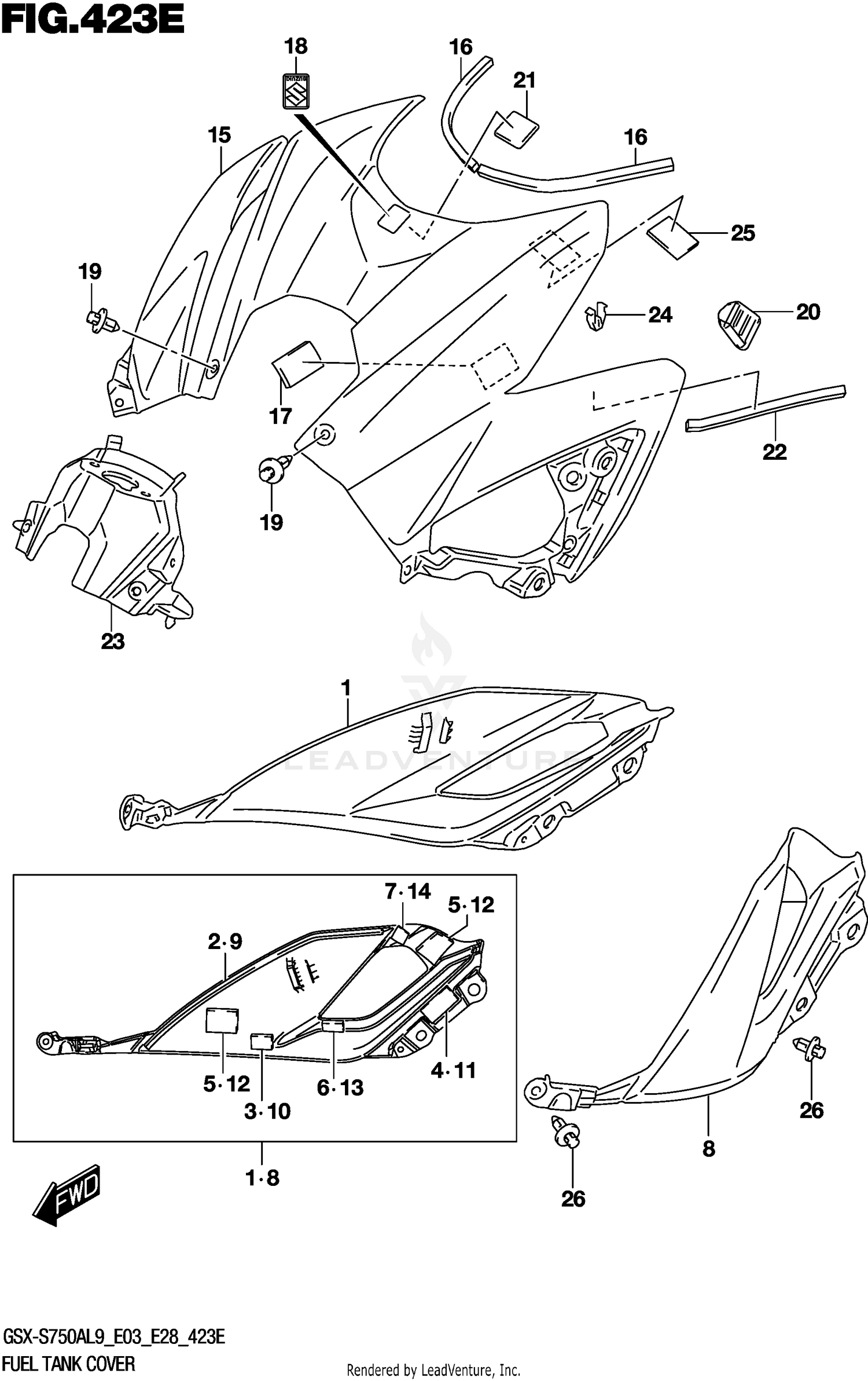 FUEL TANK COVER (GSX-S750YAL9 E33)