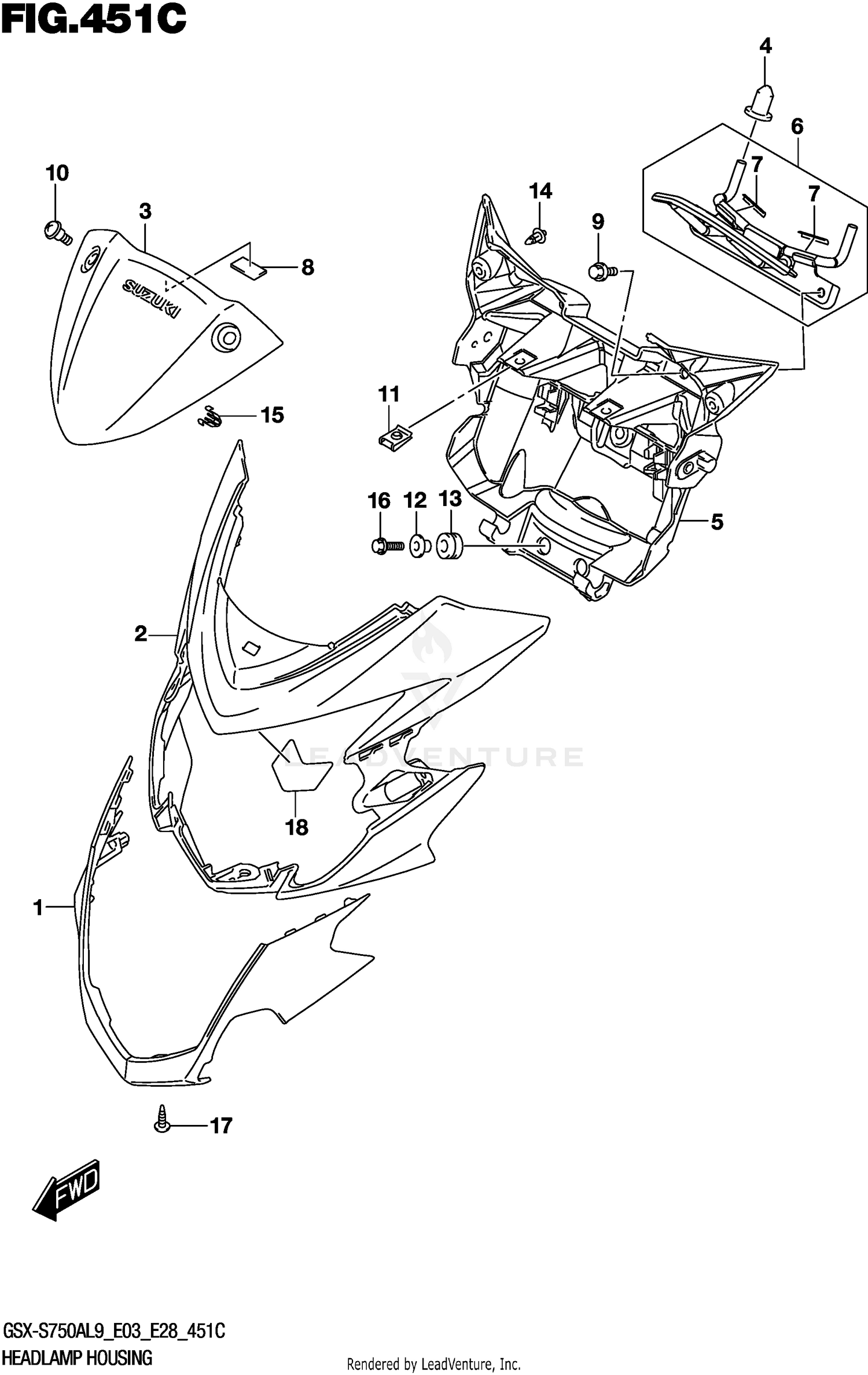 HEADLAMP HOUSING (GSX-S750AL9 E28)