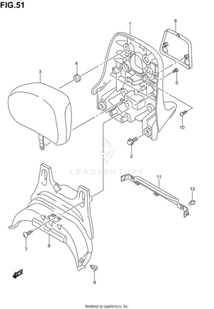 Pillion Rider Handle (center)(model K3) Schematic