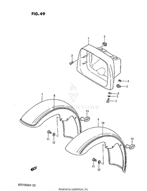 Headlamp Housing-front Fender Schematic