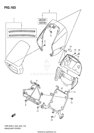 Headlamp Cover (vzr1800zl4 E03) Schematic