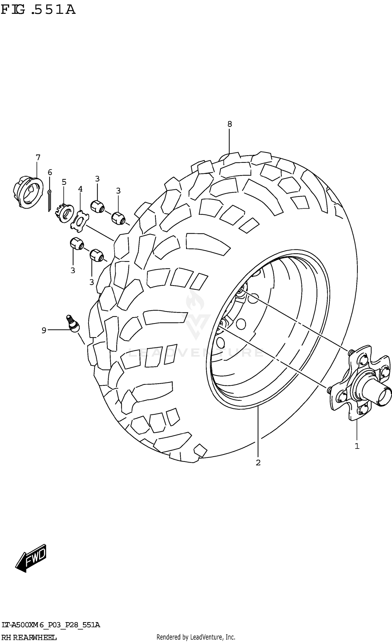 RH REAR WHEEL (LT-A500X:(P03,P33))