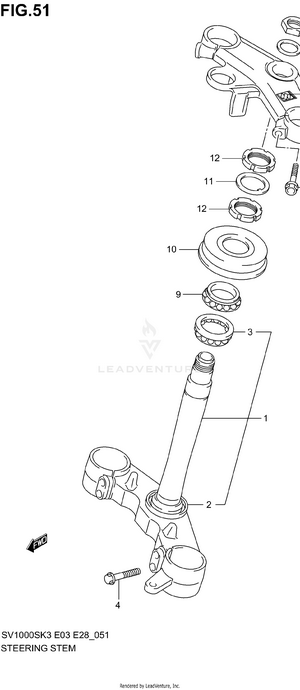 Steering Stem (sv1000sk3/sk4/sk5) Schematic