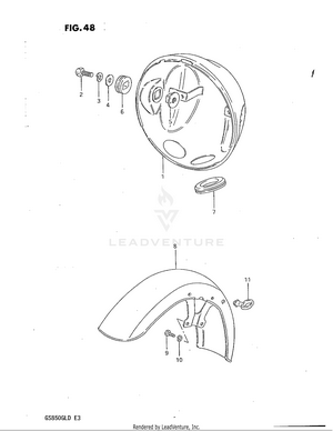 Headlamp Housing - Front Fender Schematic