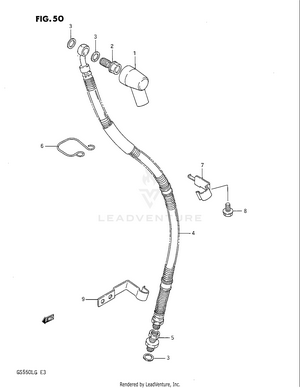 Front Brake Hose (model G) Schematic
