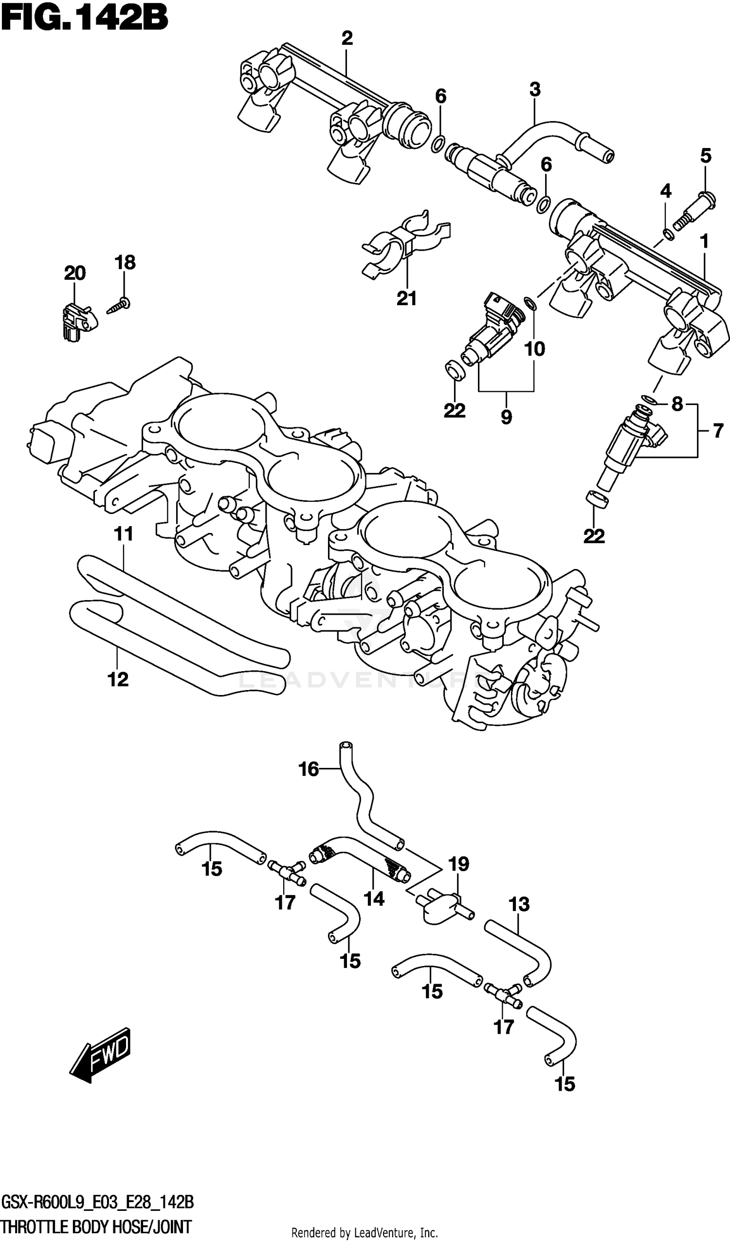 THROTTLE BODY HOSE/JOINT (GSX-R600L9 E28)