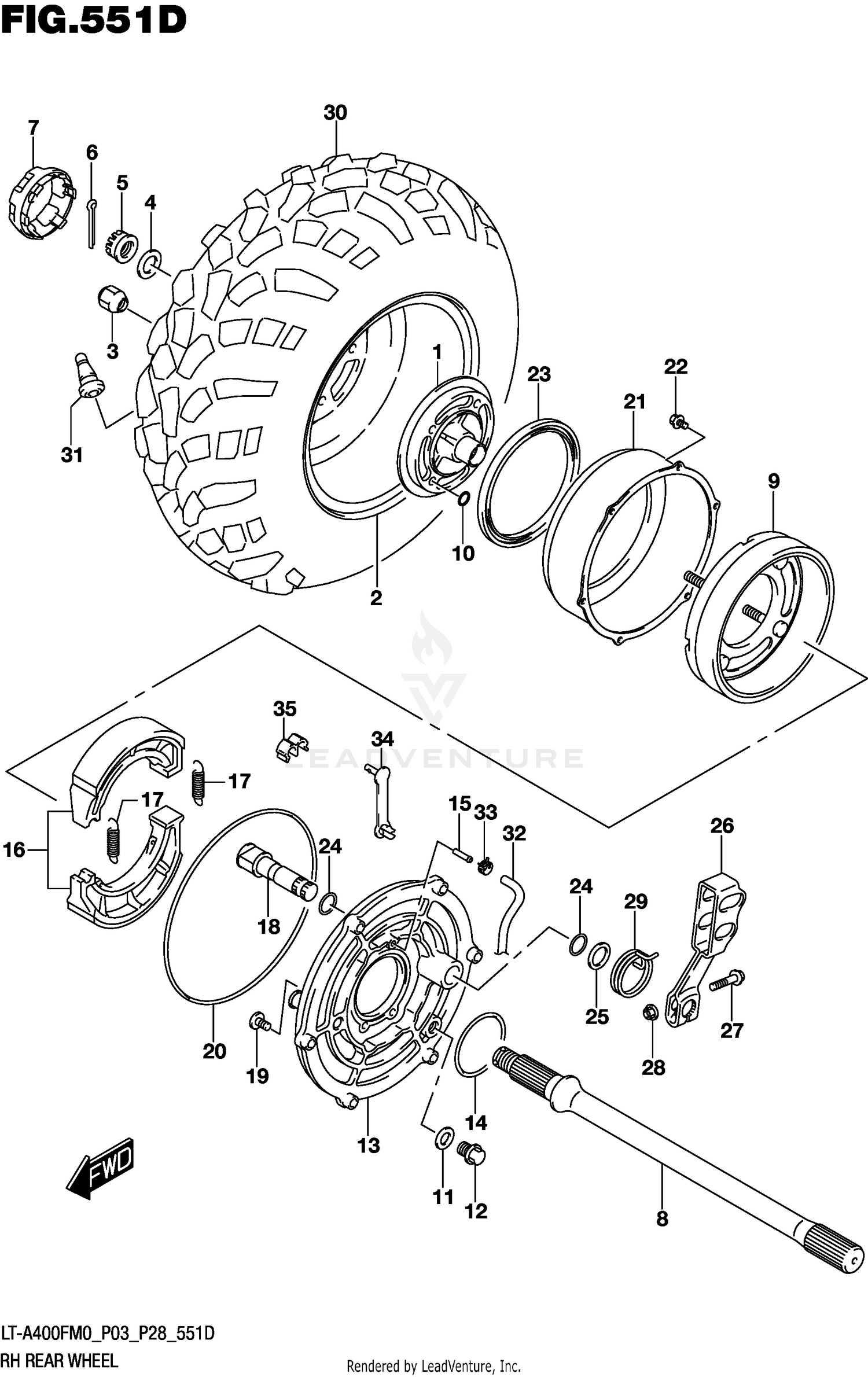 RH REAR WHEEL (LT-A400FZM0 P28)