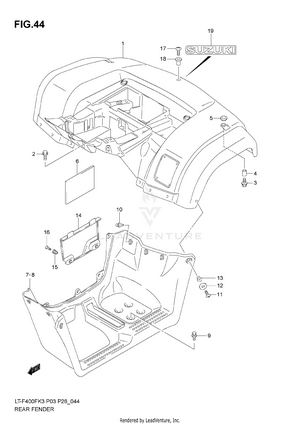 Rear Fender (model K3) Schematic