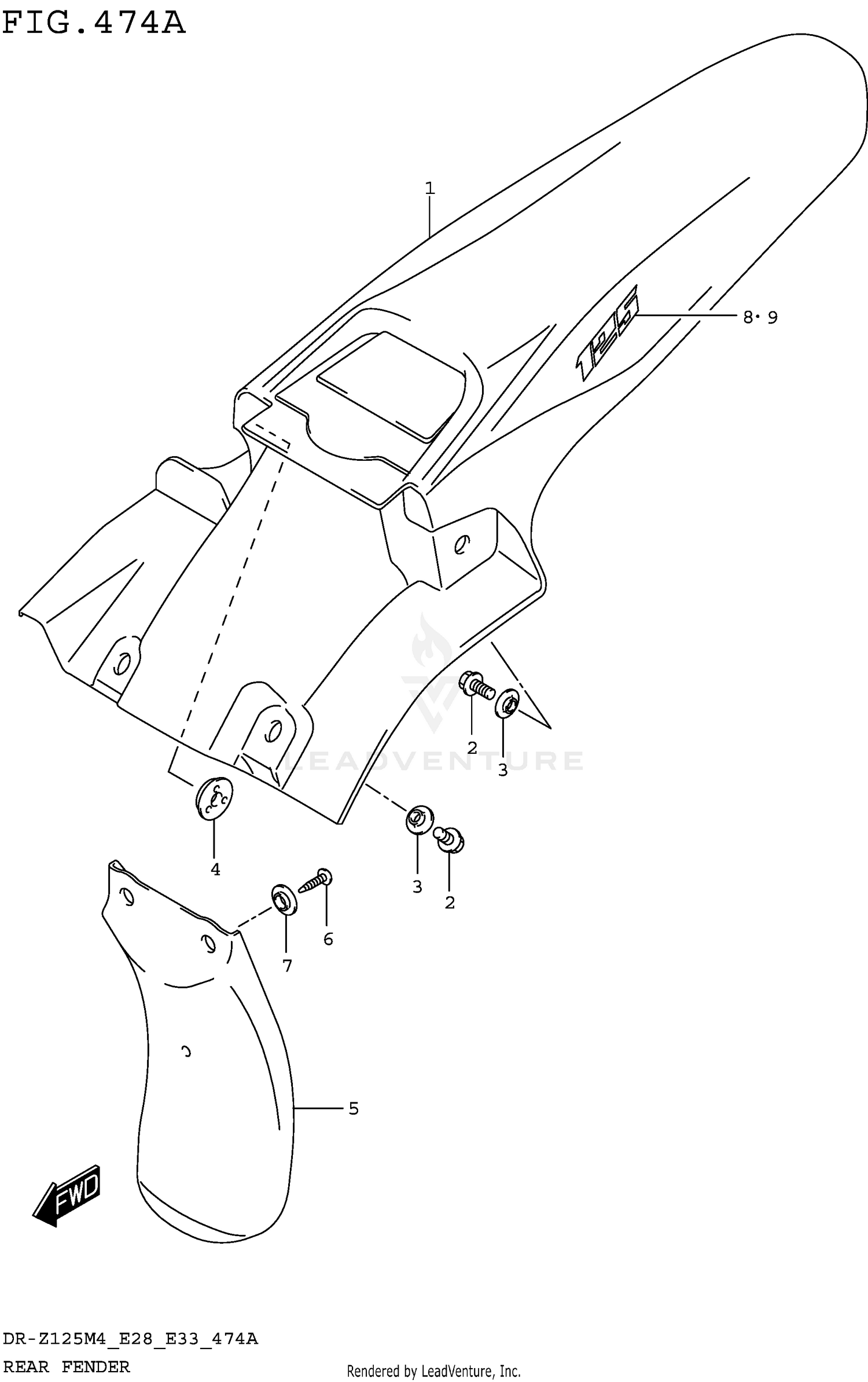 REAR FENDER (DR-Z125M4 E28)