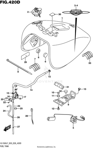 Fuel Tank (vl1500btl7 E28) Schematic