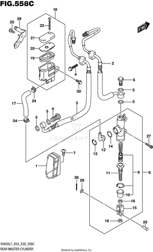 Rear Master Cylinder (sv650al7 E28) Schematic
