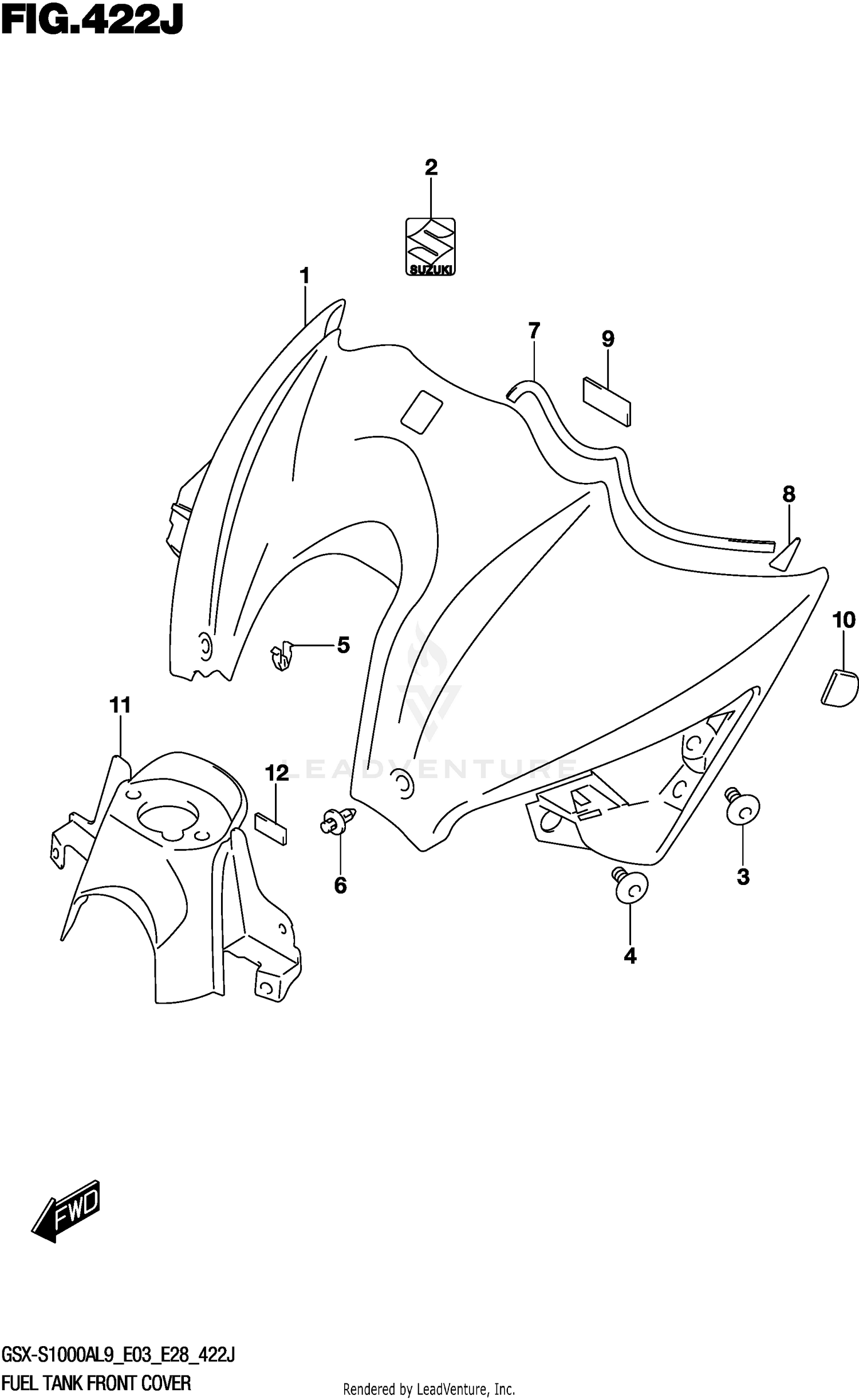 FUEL TANK FRONT COVER (GSX-S1000AZL9 E33)