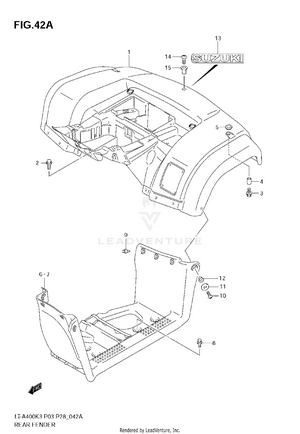 Rear Fender (model K4/k5/k6/k7) Schematic